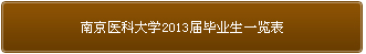 南京醫(yī)科大學2013屆畢業(yè)生一覽表